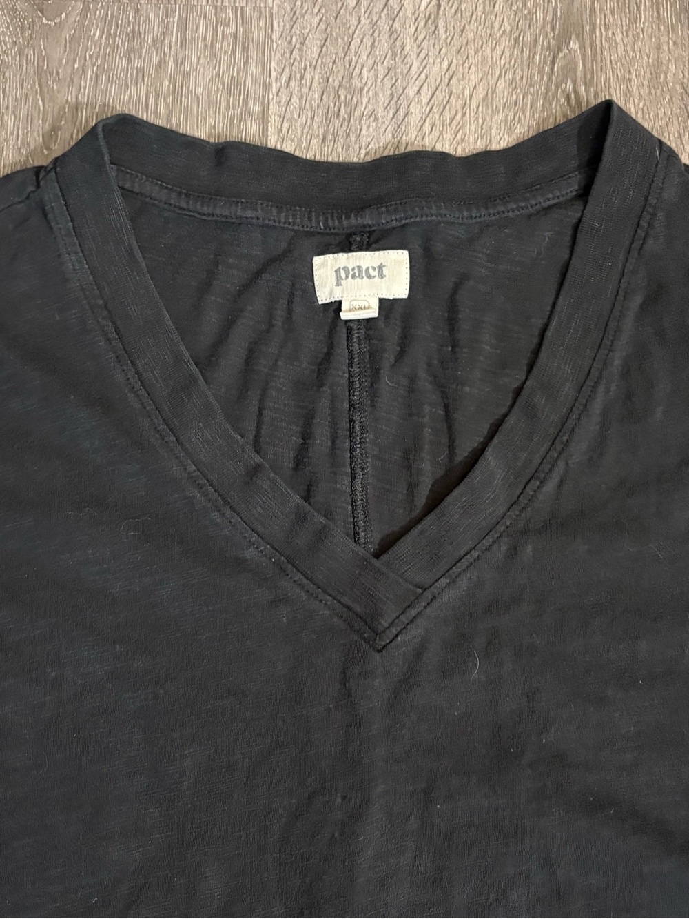 Pact Size XXL Black Relaxed Slub Henley Dress 100% Organic Cotton Knee Pockets - Picture 3 of 12